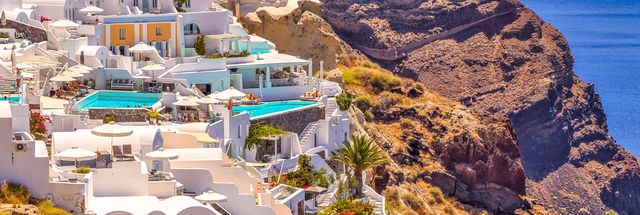 Romantisch genieten op Santorini in een hotel met panoramisch uitzicht